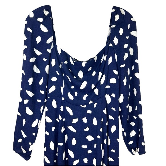 Reformation - Women’s ‘Sigmund’ Midi Dress in Splatter Print - Navy Blue, Size 2 - Picture 9 of 17